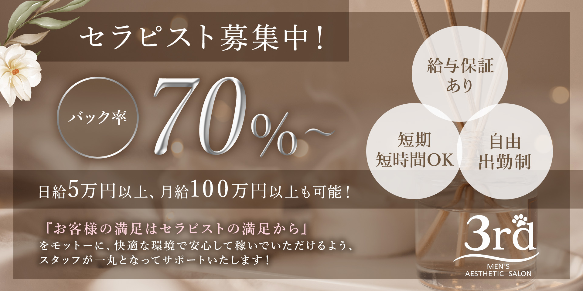 愛知県名古屋市メンズエステ | 3rd高収入女性求人バナー